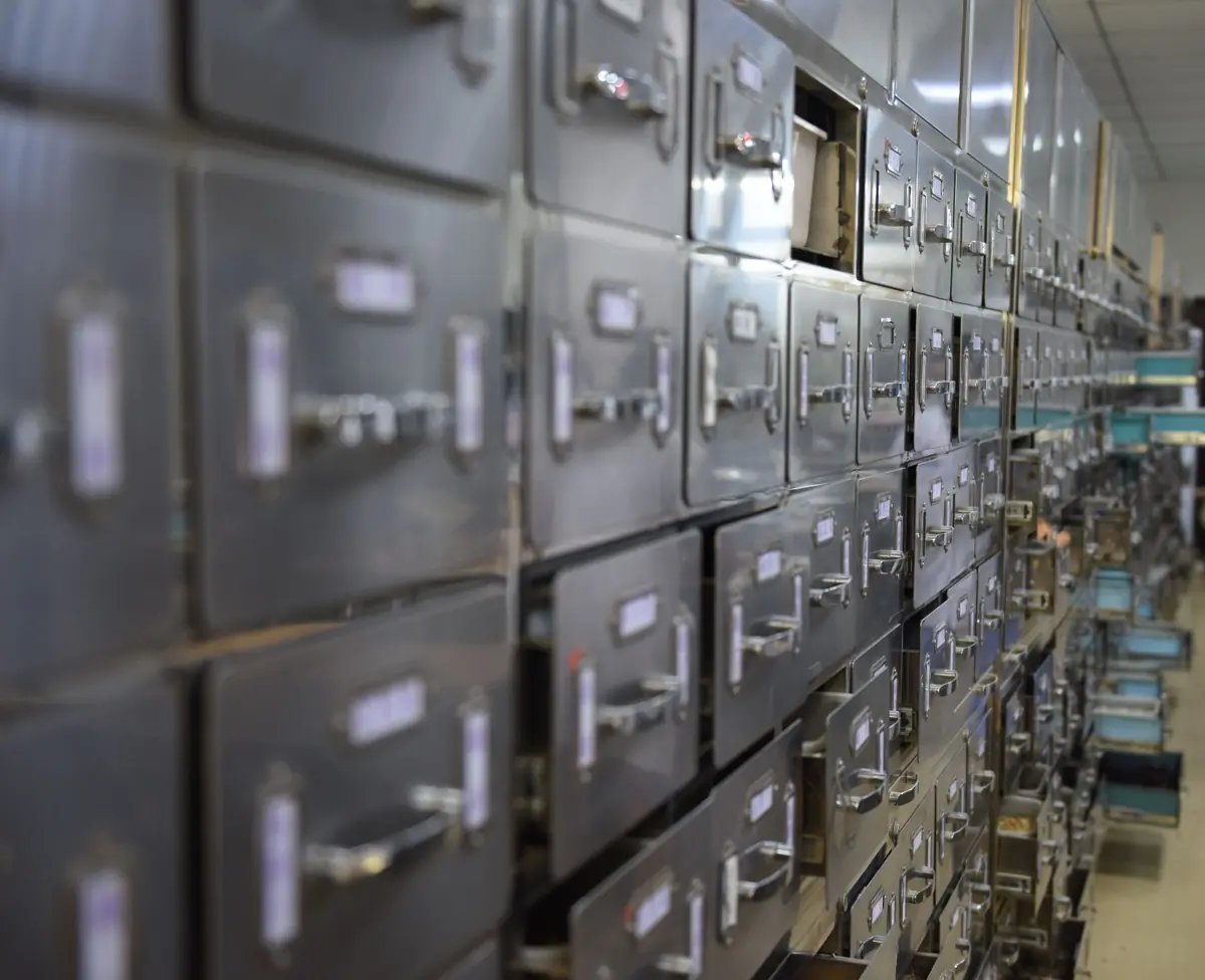 Historic archive storage drawers